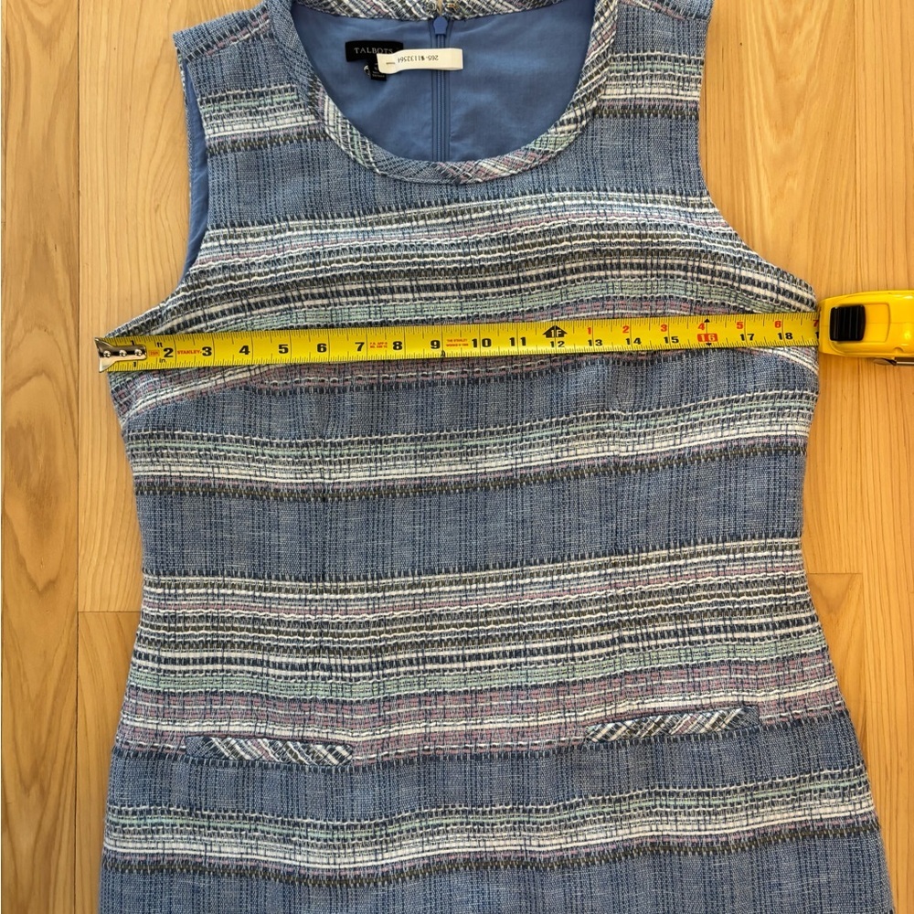 Talbots Blue Pastel Multicolor Polyester Blend Tweed Sheath Dress Size 10 Knee - Picture 12 of 14
